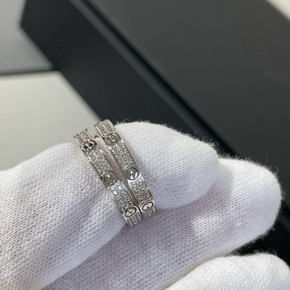 [Super Jewellery]LOVE DIAMOND SILVER HOOP EARRINGS