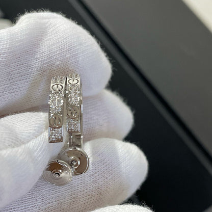 [Super Jewellery]LOVE DIAMOND SILVER HOOP EARRINGS