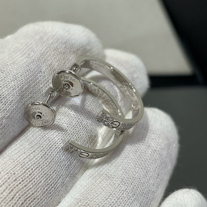 [Super Jewellery]LOVE DIAMOND SILVER HOOP EARRINGS