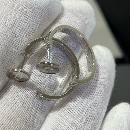 [Super Jewellery]LOVE DIAMOND SILVER HOOP EARRINGS