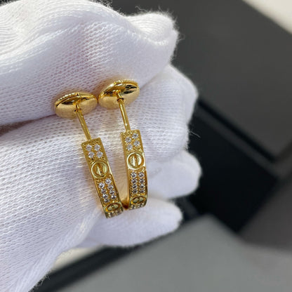 [Super Jewellery]LOVE DIAMOND GOLD HOOP EARRINGS
