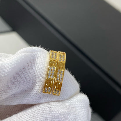 [Super Jewellery]LOVE DIAMOND GOLD HOOP EARRINGS