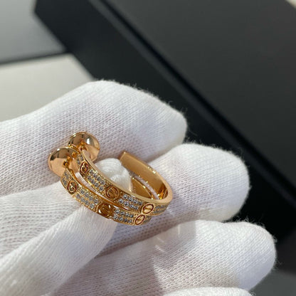 [Super Jewellery]LOVE DIAMOND PINK GOLD HOOP EARRINGS