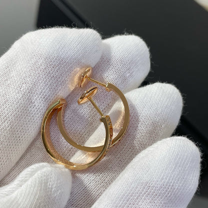 [Super Jewellery]LOVE DIAMOND PINK GOLD HOOP EARRINGS