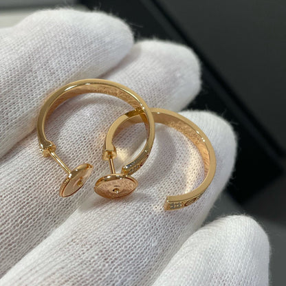[Super Jewellery]LOVE DIAMOND PINK GOLD HOOP EARRINGS