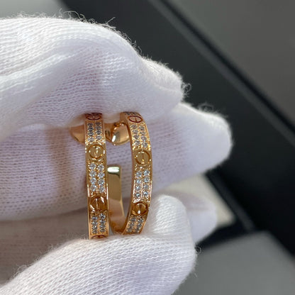 [Super Jewellery]LOVE DIAMOND PINK GOLD HOOP EARRINGS
