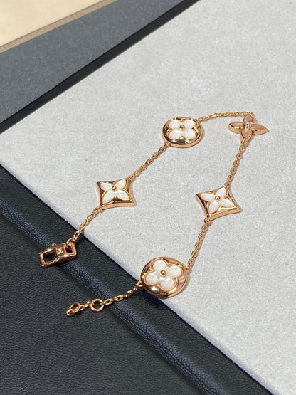 [Super Jewellery]STAR AND SUN 5 MOTIF MOP PINK GOLD BRACELET