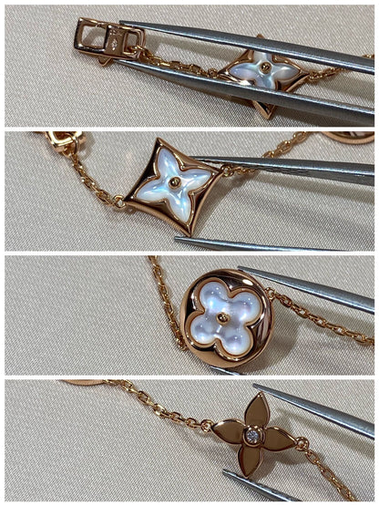 [Super Jewellery]STAR AND SUN 5 MOTIF MOP PINK GOLD BRACELET