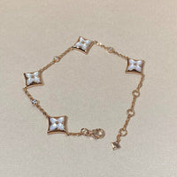 [Super Jewellery]STAR 4 MOTIF MOP DIAMOND PINK GOLD BRACELET