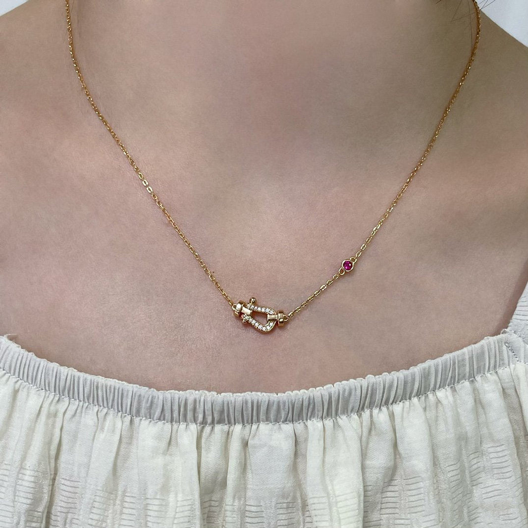 [Super Jewellery]FORCE 10 DIAMOND PINK GOLD NECKLACE