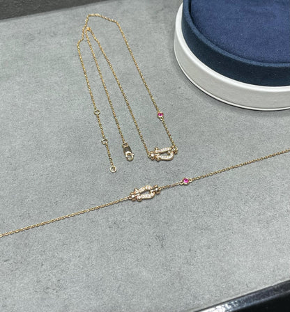 [Super Jewellery]FORCE 10 DIAMOND PINK GOLD NECKLACE