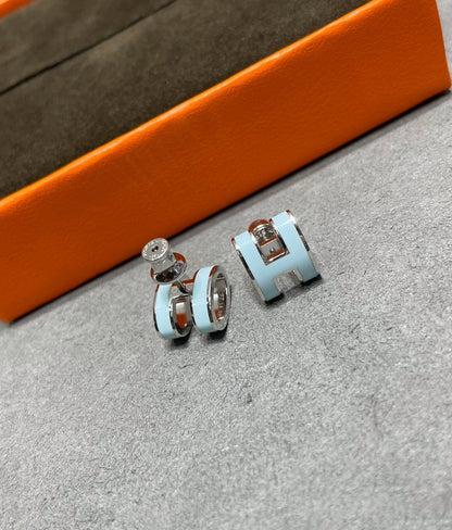 [Super Jewellery]POP H SKY BLUE STUD EARRINGS