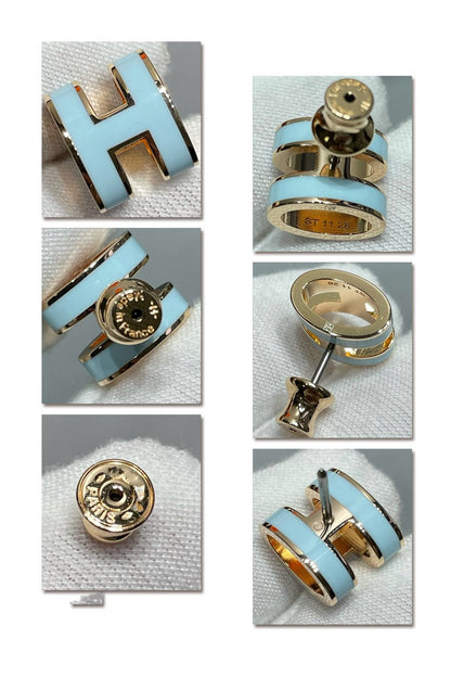 [Super Jewellery]POP H SKY BLUE STUD EARRINGS