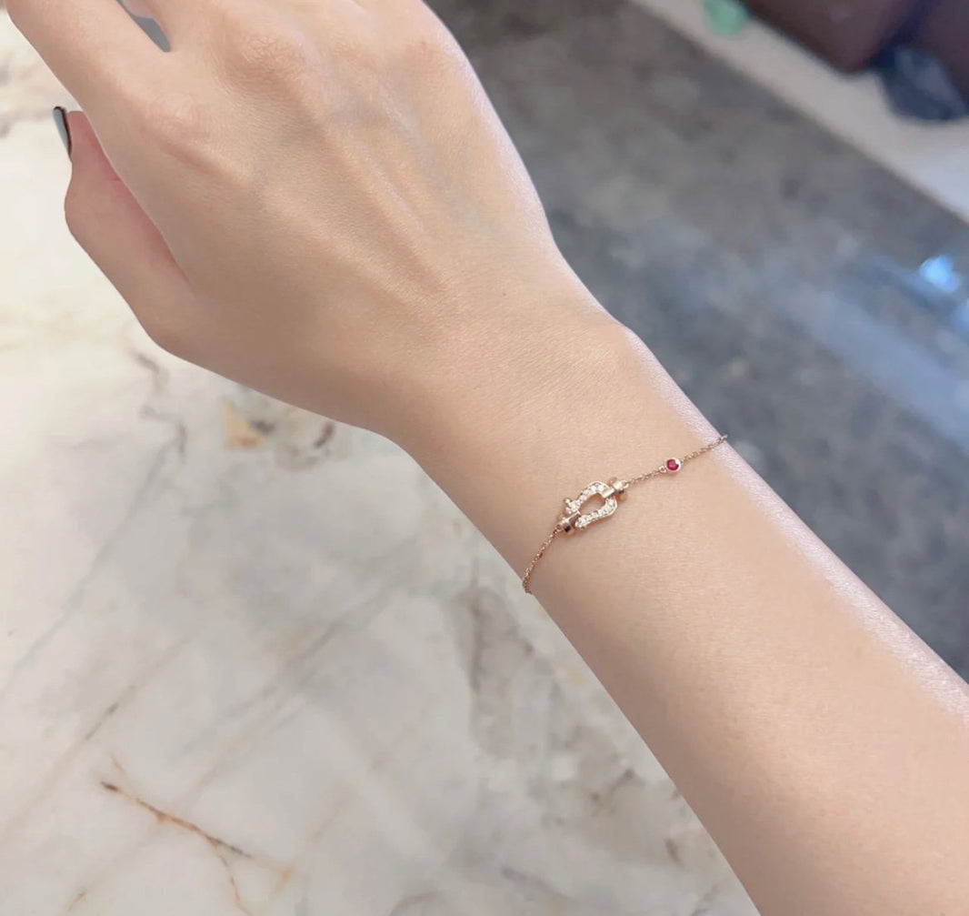 [Super Jewellery]FORCE 10 DIAMOND CHAIN LINK PINK GOLD BRACELET