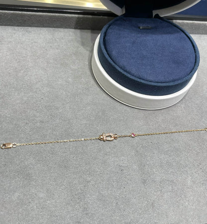 [Super Jewellery]FORCE 10 DIAMOND CHAIN LINK PINK GOLD BRACELET