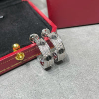 [Super Jewellery]LOVE CERAMIC DIAMOND PAVED SILVER EARRINGS