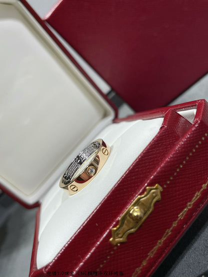 [Super Jewellery]LOVE PINK GOLD SILVER DIAMOND DOUBLE RING