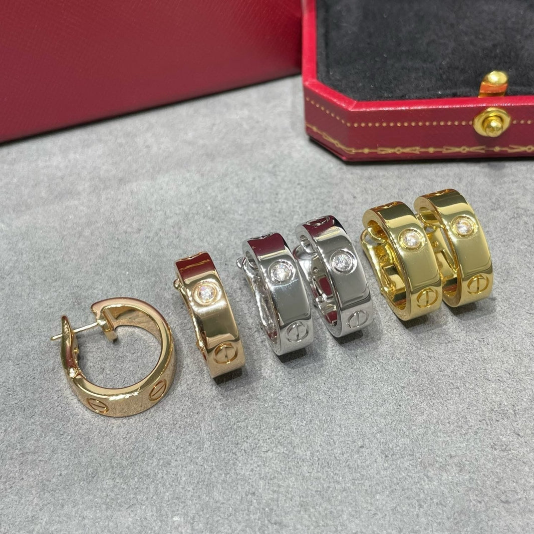 [Super Jewellery]LOVE 5.5MM 1 DIAMOND EARRINGS