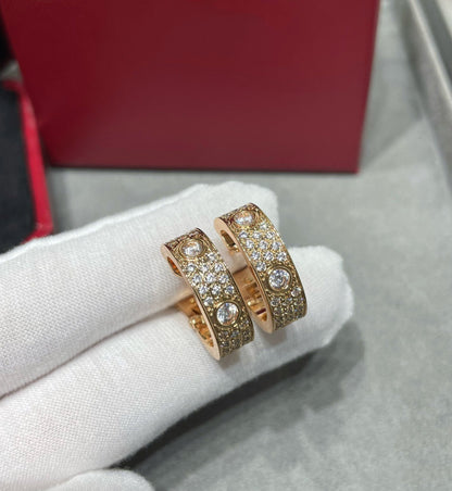 [Super Jewellery]LOVE 5.5MM DIAMOND PAVED EARRINGS