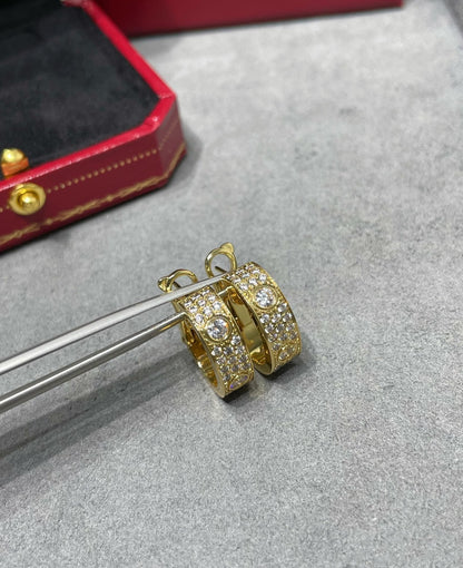 [Super Jewellery]LOVE 5.5MM DIAMOND PAVED EARRINGS