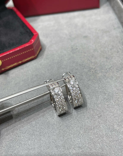 [Super Jewellery]LOVE 5.5MM DIAMOND PAVED EARRINGS