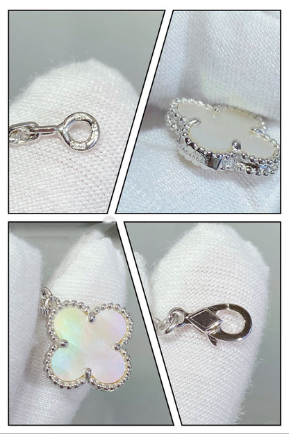 [Super Jewellery]CLOVER 5 MOTIF WHITE MOP SILVER BRACELET