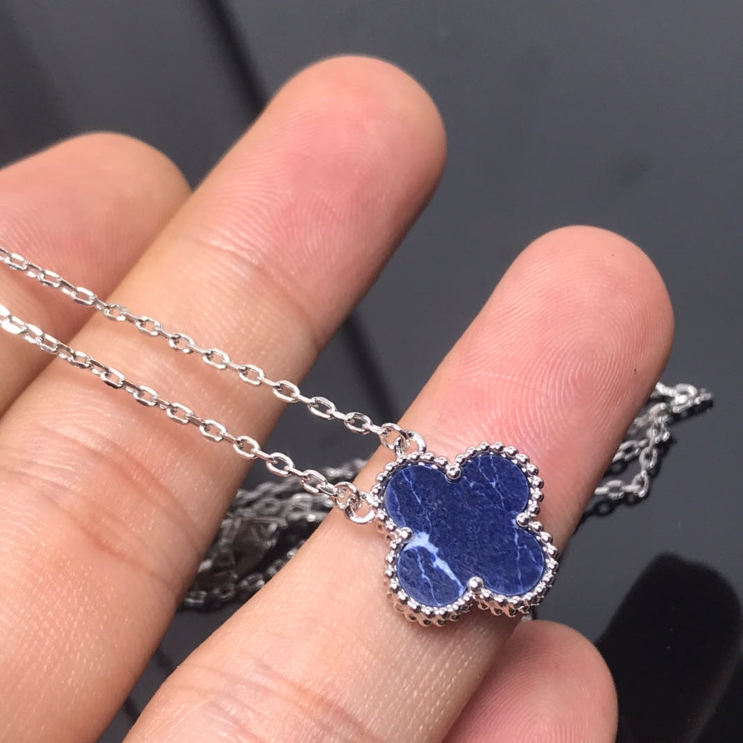 [Super Jewellery]CLOVER PIETERSITE SILVER LONG NECKLACE