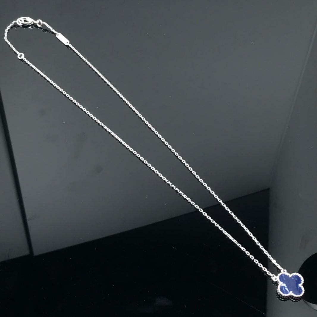 [Super Jewellery]CLOVER PIETERSITE SILVER LONG NECKLACE