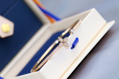 [Super Jewellery]IDYLLE PINK GOLD OPEN BRACELET DIAMOND PAVED