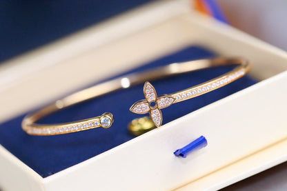 [Super Jewellery]IDYLLE PINK GOLD OPEN BRACELET DIAMOND PAVED