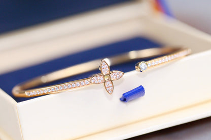 [Super Jewellery]IDYLLE PINK GOLD OPEN BRACELET DIAMOND PAVED