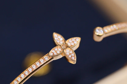 [Super Jewellery]IDYLLE PINK GOLD OPEN BRACELET DIAMOND PAVED