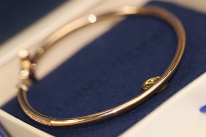 [Super Jewellery]IDYLLE PINK GOLD OPEN BRACELET DIAMOND PAVED