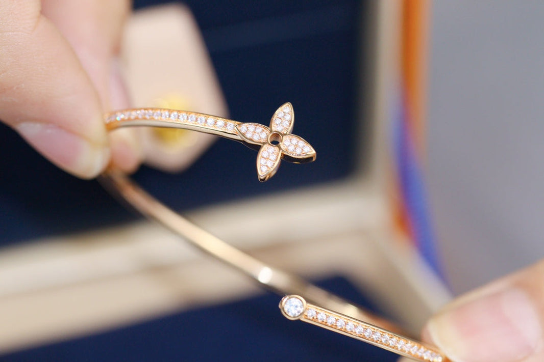 [Super Jewellery]IDYLLE PINK GOLD OPEN BRACELET DIAMOND PAVED