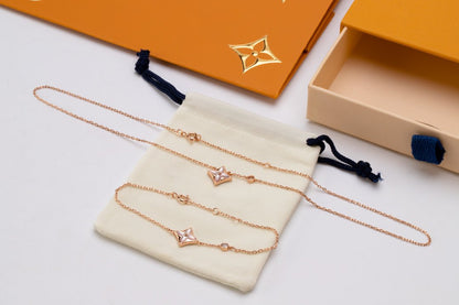 [Super Jewellery]STAR PINK MOP 1 DIAMOND PINK GOLD NECKLACE