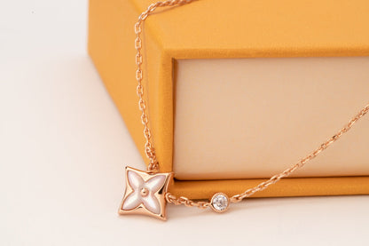 [Super Jewellery]STAR PINK MOP 1 DIAMOND PINK GOLD NECKLACE