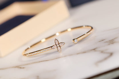 [Super Jewellery]IDYLLE GOLD OPEN BRACELET DIAMOND PAVED