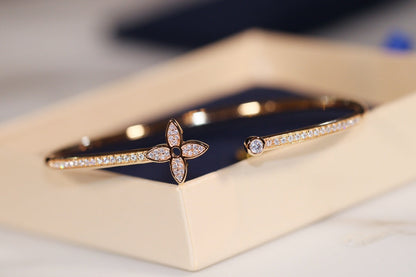 [Super Jewellery]IDYLLE GOLD OPEN BRACELET DIAMOND PAVED