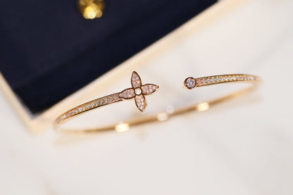[Super Jewellery]IDYLLE GOLD OPEN BRACELET DIAMOND PAVED