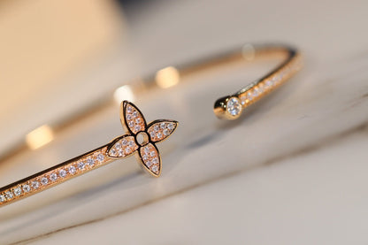 [Super Jewellery]IDYLLE GOLD OPEN BRACELET DIAMOND PAVED