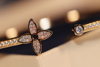 [Super Jewellery]IDYLLE GOLD OPEN BRACELET DIAMOND PAVED