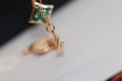 [Super Jewellery]STAR AND SUN 4 MOTIF PINK GOLD MALACHITE BRACELET