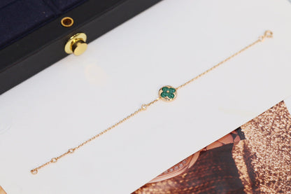 [Super Jewellery]STAR AND SUN 4 MOTIF PINK GOLD MALACHITE BRACELET