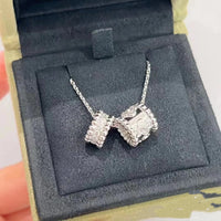 [Super Jewellery]PERLEE DOUBLE PENDANT SILVER DIAMOND NECKLACE