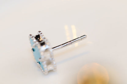 [Super Jewellery]CLOVER MINI TURQUOISE SILVER STUD EARRINGS