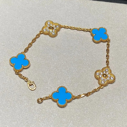 [Super Jewellery] CLOVER 5 MOTIF BLUE AGATE BRACELET COLLECTION