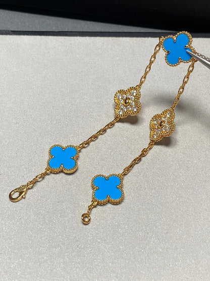 [Super Jewellery] CLOVER 5 MOTIF BLUE AGATE BRACELET COLLECTION