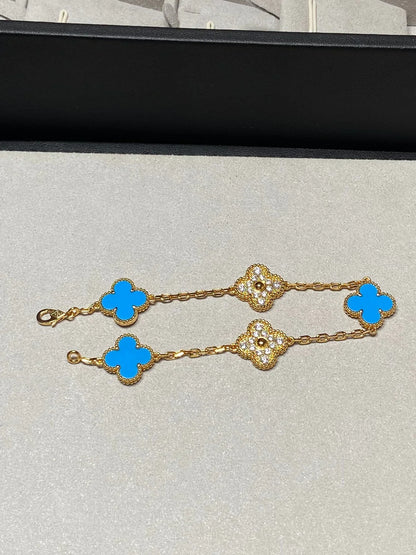 [Super Jewellery] CLOVER 5 MOTIF BLUE AGATE BRACELET COLLECTION