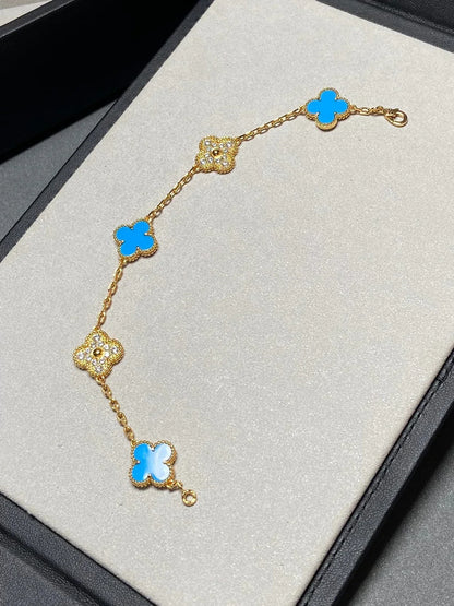 [Super Jewellery] CLOVER 5 MOTIF BLUE AGATE BRACELET COLLECTION