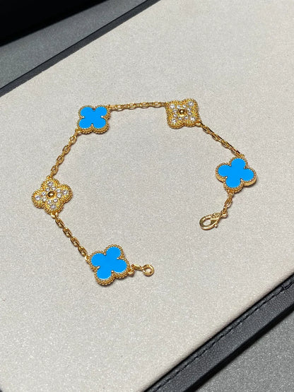 [Super Jewellery] CLOVER 5 MOTIF BLUE AGATE BRACELET COLLECTION